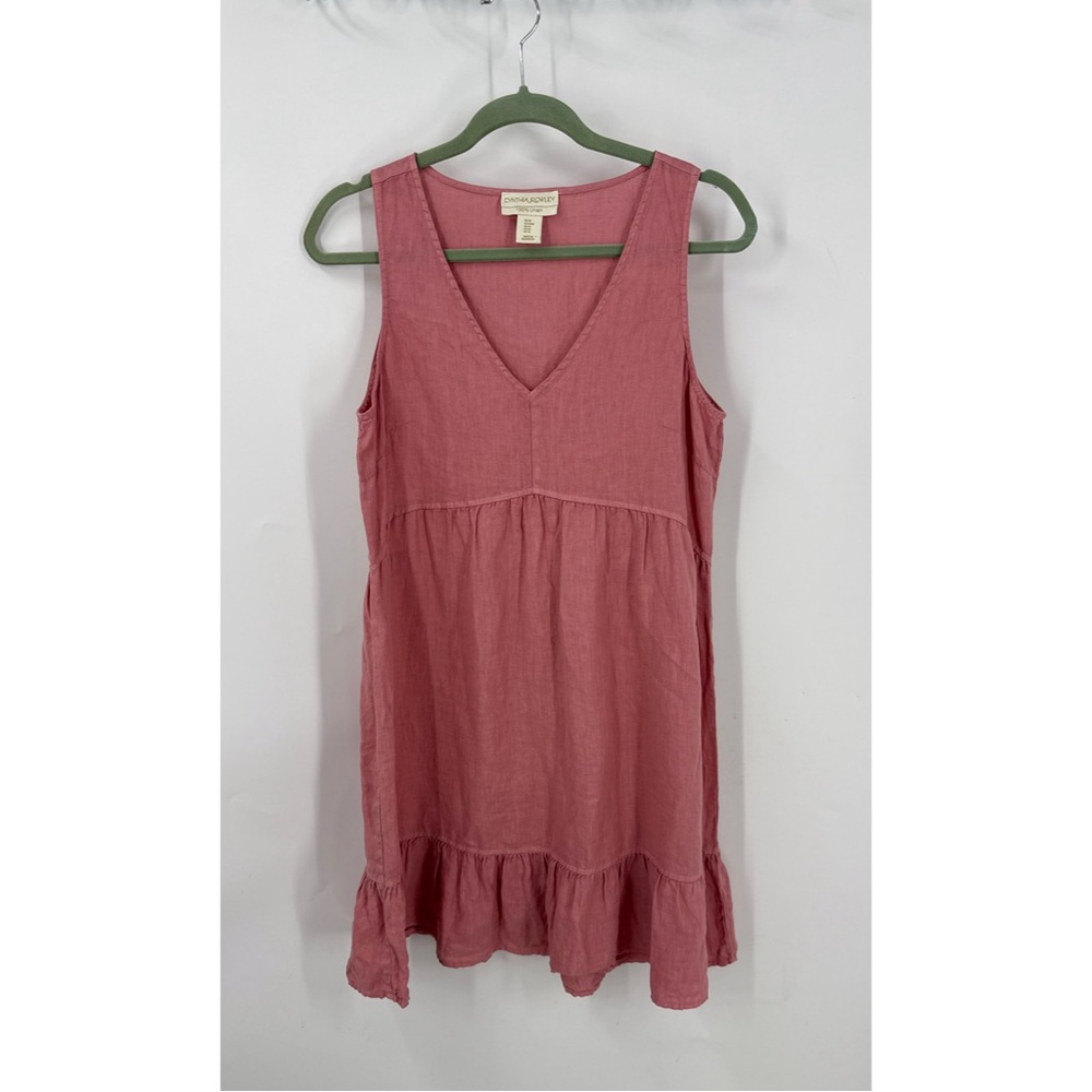 Cynthia Rowley dusty Rose Pink Linen v-neck relaxed fit mini dress M
